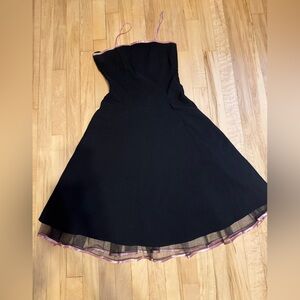 Cleo Black Strapless Dress with Pink Accents